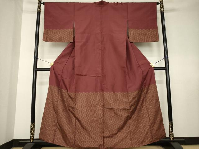 平和屋着物●お召　訪問着　幾何学花文　正絹　逸品　AABK7457ck