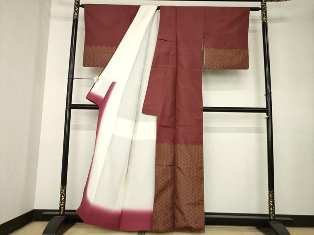 平和屋着物●お召　訪問着　幾何学花文　正絹　逸品　AABK7457ck