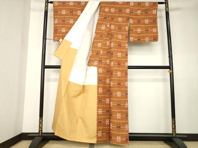 平和屋着物●上質な紬　格子　正絹　逸品　AABK7460ck