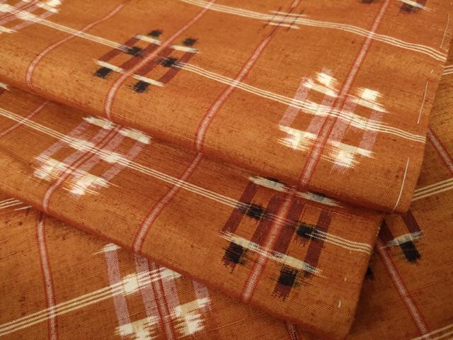 平和屋着物●上質な紬　格子　正絹　逸品　AABK7460ck
