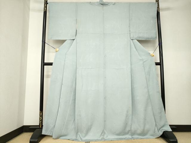 平和屋着物●上質な色無地　流水花鼓地紋　湊鼠色　さが美扱い　正絹　逸品　未使用　AABK7462ck