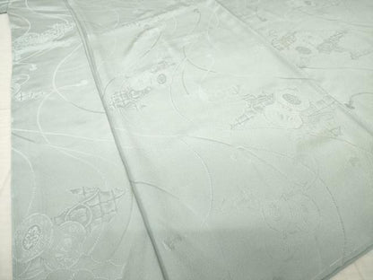 平和屋着物●上質な色無地　流水花鼓地紋　湊鼠色　さが美扱い　正絹　逸品　未使用　AABK7462ck