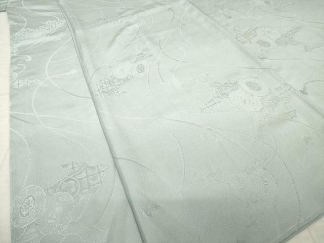 平和屋着物●上質な色無地　流水花鼓地紋　湊鼠色　さが美扱い　正絹　逸品　未使用　AABK7462ck