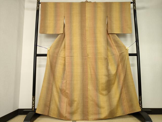 平和屋着物●上質な紬　珈琲染め　間道　正絹　逸品　AABK7463ck