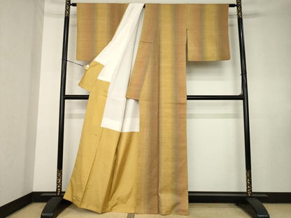 平和屋着物●上質な紬　珈琲染め　間道　正絹　逸品　AABK7463ck