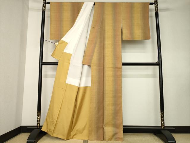 平和屋着物●上質な紬　珈琲染め　間道　正絹　逸品　AABK7463ck
