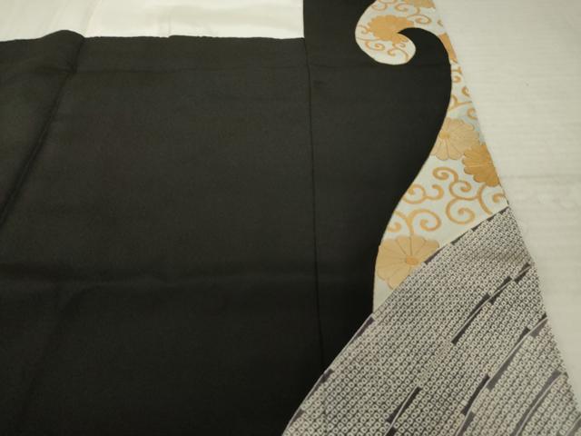 平和屋着物●豪華黒留袖　駒刺繍　立波花唐草文　正絹　逸品　AABK7466ck