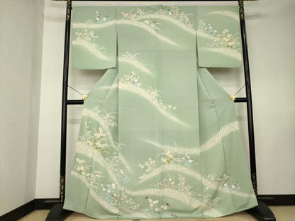 平和屋着物●訪問着　草花文　暈し染め　金彩　正絹　逸品　AABK7469ck