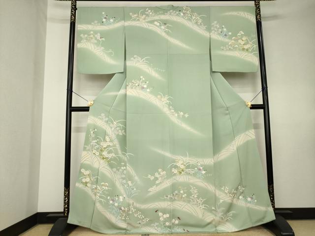 平和屋着物●訪問着　草花文　暈し染め　金彩　正絹　逸品　AABK7469ck