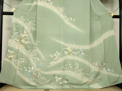 平和屋着物●訪問着　草花文　暈し染め　金彩　正絹　逸品　AABK7469ck