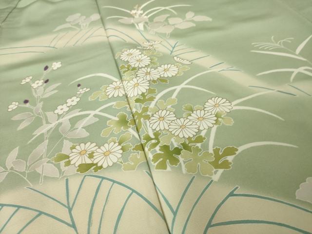 平和屋着物●訪問着　草花文　暈し染め　金彩　正絹　逸品　AABK7469ck