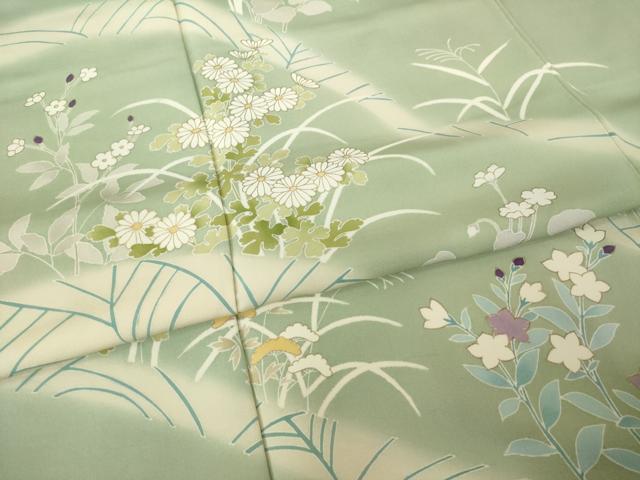 平和屋着物●訪問着　草花文　暈し染め　金彩　正絹　逸品　AABK7469ck