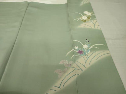 平和屋着物●訪問着　草花文　暈し染め　金彩　正絹　逸品　AABK7469ck