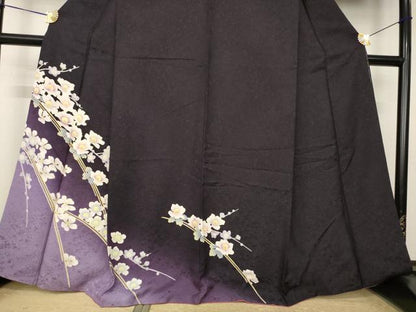 平和屋着物●訪問着　枝花文　暈し染め　銀通し地　正絹　逸品　AABK7473ck