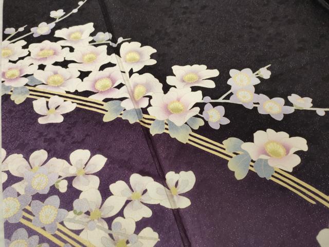 平和屋着物●訪問着　枝花文　暈し染め　銀通し地　正絹　逸品　AABK7473ck