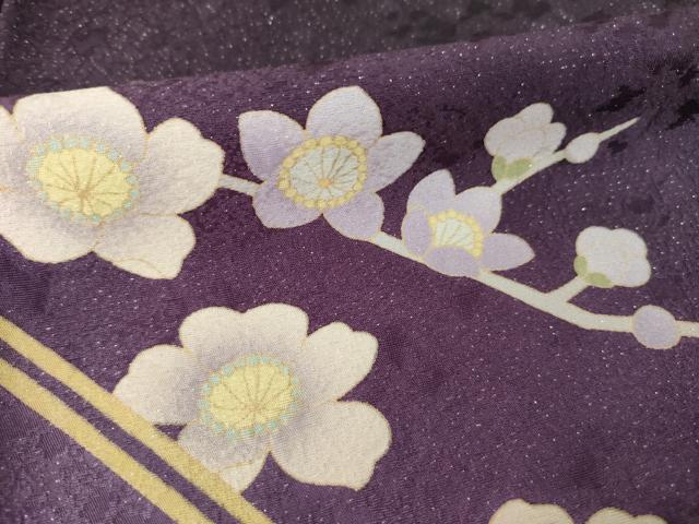 平和屋着物●訪問着　枝花文　暈し染め　銀通し地　正絹　逸品　AABK7473ck
