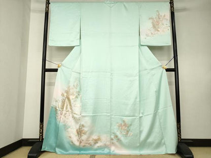 平和屋着物●訪問着　花車文　暈し染め　金銀彩　正絹　逸品　AABK7480ck
