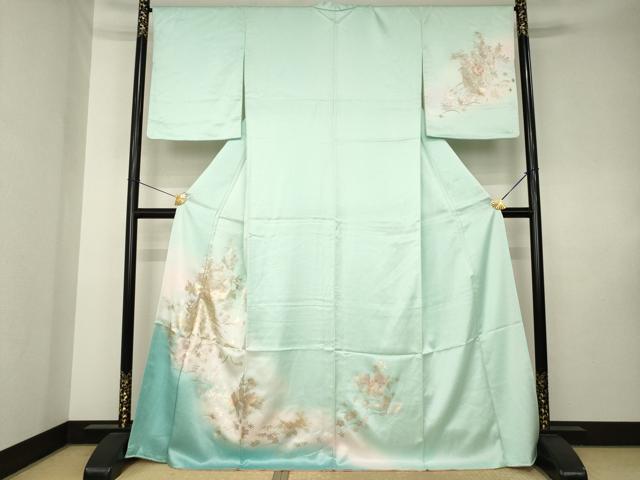平和屋着物●訪問着　花車文　暈し染め　金銀彩　正絹　逸品　AABK7480ck