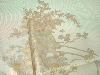 平和屋着物●訪問着　花車文　暈し染め　金銀彩　正絹　逸品　AABK7480ck