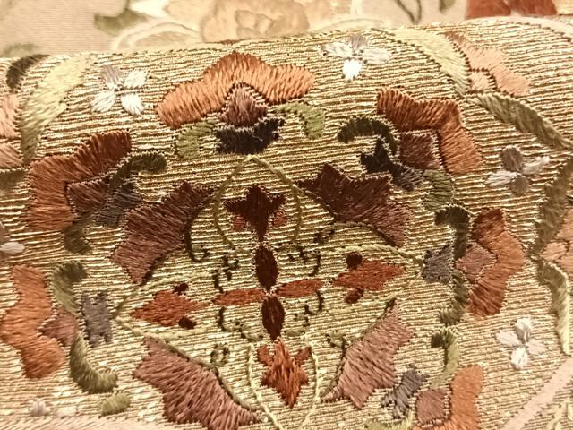 平和屋着物●訪問着　中国三大刺繍　汕頭刺繍　スワトウ刺繍　総刺繍　地紙花鳥文　金糸　正絹　逸品　AABK7481fy