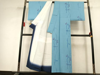 平和屋着物●夢琳派の世界　灘景翔　小紋　りぼん　暈し染め　正絹　逸品　AABK7483fy