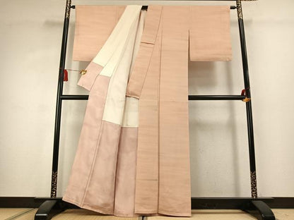 平和屋着物●染色作家　斉藤三才　小紋　霞文　暈し染め　正絹　逸品　AABK7484fy