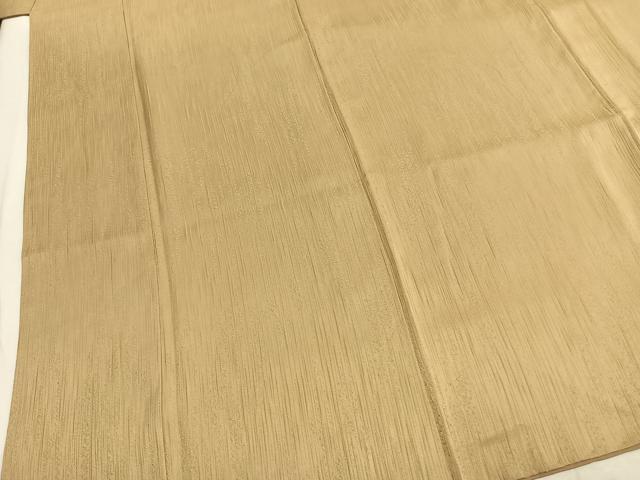 平和屋着物●上質な色無地　変わり縞地紋　枯色　正絹　逸品　AABK7488fy