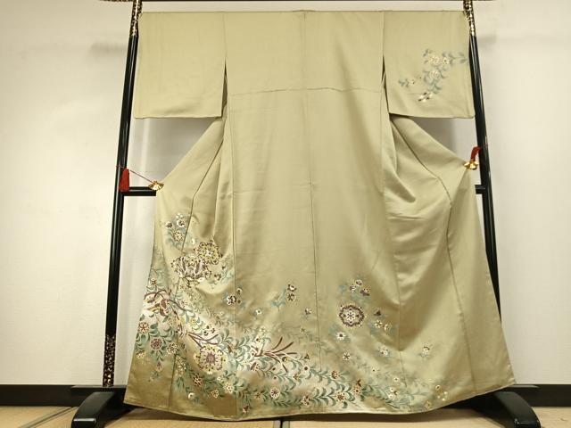 平和屋着物●訪問着　花鳥文　暈し染め　金彩　正絹　逸品　AABK7489fy