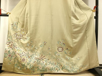 平和屋着物●訪問着　花鳥文　暈し染め　金彩　正絹　逸品　AABK7489fy