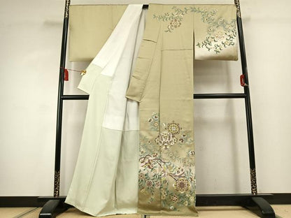 平和屋着物●訪問着　花鳥文　暈し染め　金彩　正絹　逸品　AABK7489fy