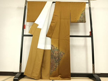 平和屋着物●訪問着　花鳥文　暈し染め　金彩　正絹　逸品　AABK7490fy