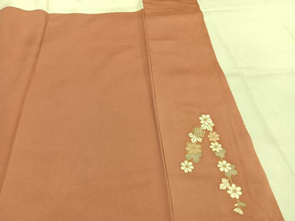 平和屋着物●訪問着　駒刺繍　草花文　金彩　正絹　逸品　AABK7492fy