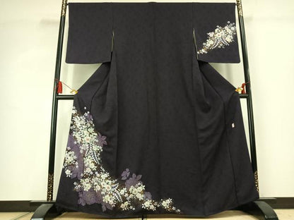 平和屋着物●越後十日町の一流染匠　桐屋・翠山工房　訪問着　絞り　辻が花　金彩　やまと金ラベル　正絹　逸品　AABK7494fy