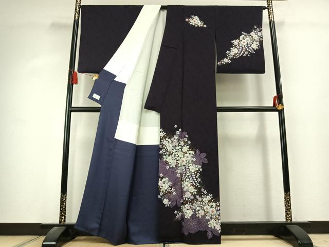 平和屋着物●越後十日町の一流染匠　桐屋・翠山工房　訪問着　絞り　辻が花　金彩　やまと金ラベル　正絹　逸品　AABK7494fy