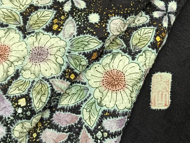 平和屋着物●越後十日町の一流染匠　桐屋・翠山工房　訪問着　絞り　辻が花　金彩　やまと金ラベル　正絹　逸品　AABK7494fy