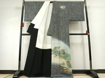 平和屋着物●訪問着　作家物　樹林文　暈し・たたき染め　金彩　正絹　逸品　AABK7496fy