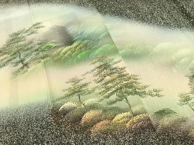 平和屋着物●訪問着　作家物　樹林文　暈し・たたき染め　金彩　正絹　逸品　AABK7496fy