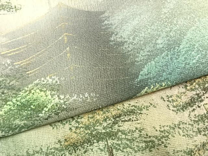 平和屋着物●訪問着　作家物　樹林文　暈し・たたき染め　金彩　正絹　逸品　AABK7496fy