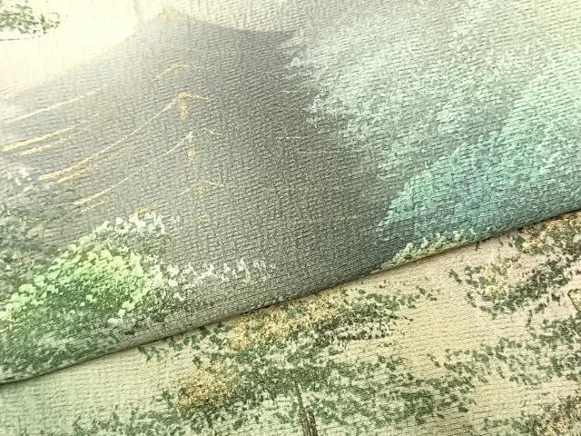 平和屋着物●訪問着　作家物　樹林文　暈し・たたき染め　金彩　正絹　逸品　AABK7496fy