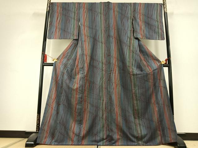 平和屋着物●上質な紬　竜巻絞り　やまと誂製　正絹　逸品　AABK7499fy