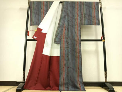 平和屋着物●上質な紬　竜巻絞り　やまと誂製　正絹　逸品　AABK7499fy
