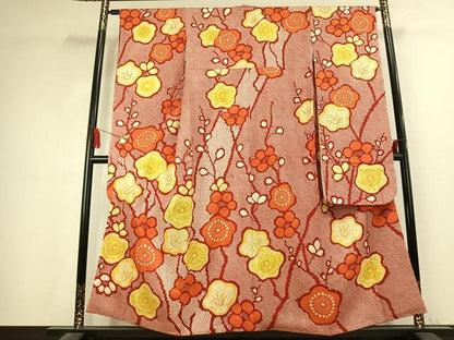 平和屋着物▼豪華振袖　総絞り　舞花文　正絹　逸品　AABK7501fy