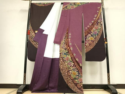 平和屋着物●豪華振袖　絞り　辻が花　暈し染め　金彩　正絹　逸品　AABK7502fy
