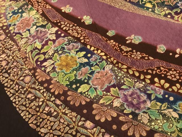 平和屋着物●豪華振袖　絞り　辻が花　暈し染め　金彩　正絹　逸品　AABK7502fy