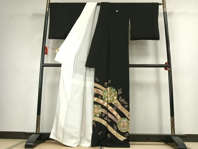 平和屋着物●金彩友禅作家　木村桂友　黒留袖　螺鈿　吉祥花鳥文　金彩　さが美扱い　正絹　逸品　AABK7504fy