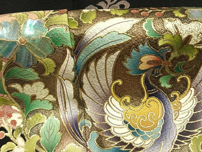 平和屋着物●金彩友禅作家　木村桂友　黒留袖　螺鈿　吉祥花鳥文　金彩　さが美扱い　正絹　逸品　AABK7504fy