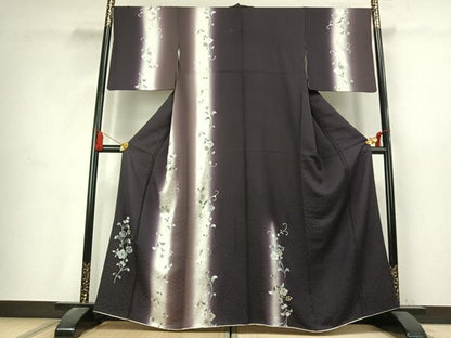 平和屋着物●訪問着　花唐草文　暈し染め　金銀彩　正絹　逸品　AABK7505fy