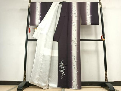 平和屋着物●訪問着　花唐草文　暈し染め　金銀彩　正絹　逸品　AABK7505fy