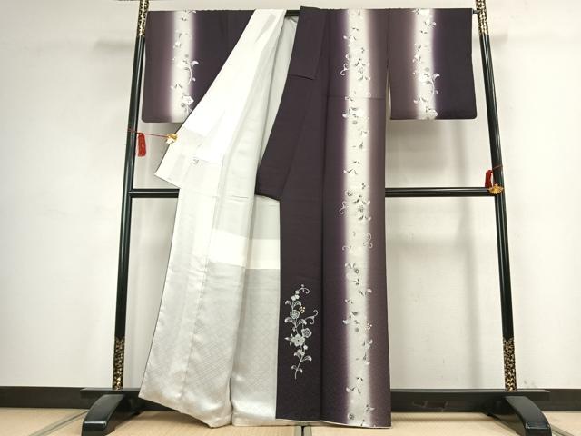 平和屋着物●訪問着　花唐草文　暈し染め　金銀彩　正絹　逸品　AABK7505fy