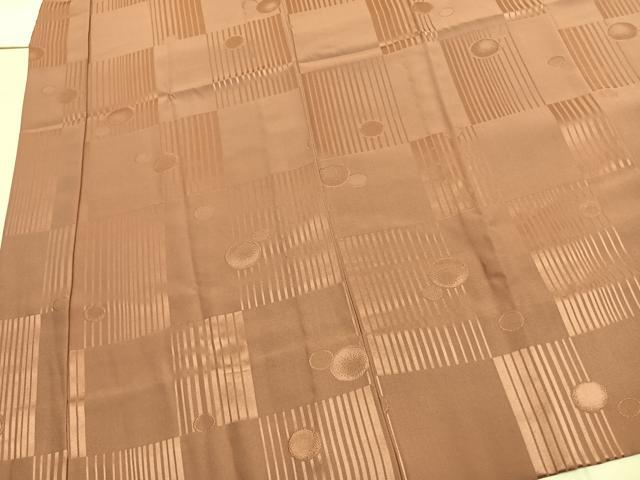 平和屋着物●長襦袢　無双仕立て　丸文　市松地紋　渋紙色　半衿刺繍　正絹　逸品　AABK7510fy